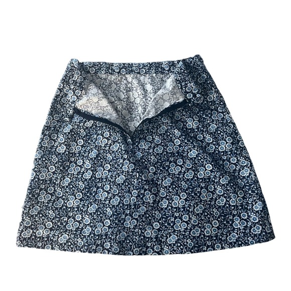 Vintage Handmade Floral Calico A-Line Skirt Navy Blue White Mini Skirt Size S - Picture 6 of 6